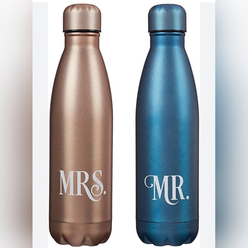 Mr. & Mrs. Stainless Steel Water Bottle Gift Set